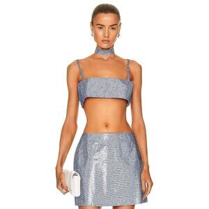 Nue Studio Charlotte Top iin Sky Blue Medium New Womens Cropped Crystal Tank